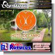 Rotulo Publicitario Letras de Alto Relieve Cortadas en Plastico PVC de 10 Milimetros con Texto Hotel de Campo para Hotel marca Softmania Ads de Dimensiones 58x40 Centimetros