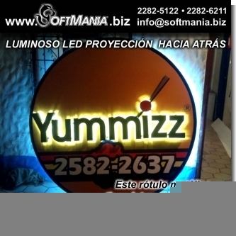 Rotulo Luminoso LED Redondo con Proyeccion de Luz Hacia Atras