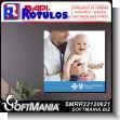 SMRR22120621: Pvc Plastic 10 Mm with Opaque Adhesive Printing with Text Doctor Holds Baby Advertising Sign for Insurance Agency brand Rapirotulos Dimensions 16.5x16.5 Inches