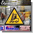 SMRR23090305: Logo Made of Acm 4mm Aluminum and Cut Vinyl Lettering on Metal Front with Text Forklift Way Advertising Sign for Construction Company brand Softmania Rotulos Dimensions 11.8x11.8 Inches