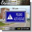 Iron Sheet with Cut Vinyl Lettering with Text High Voltage Danger Advertising Material for Hydroelectric Production Plant brand Softmania Ads Dimensions 27.6x15.7 Inches