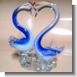 CRYSTAL FIGURE OF TWO SWANS 17 CENTIMETERS