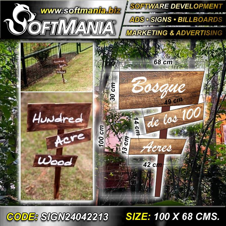 Read full article Wooden Sign with Paint with Text 100 Acre Forest Advertising Sign for Hotel brand Softmania Ads Dimensions 26.8x39.4 Inches Read full article Wooden Sign with Paint with Text 100 Acre Forest Advertising Sign for Hotel brand Softmania Ads Dimensions 26.8x39.4 Inches