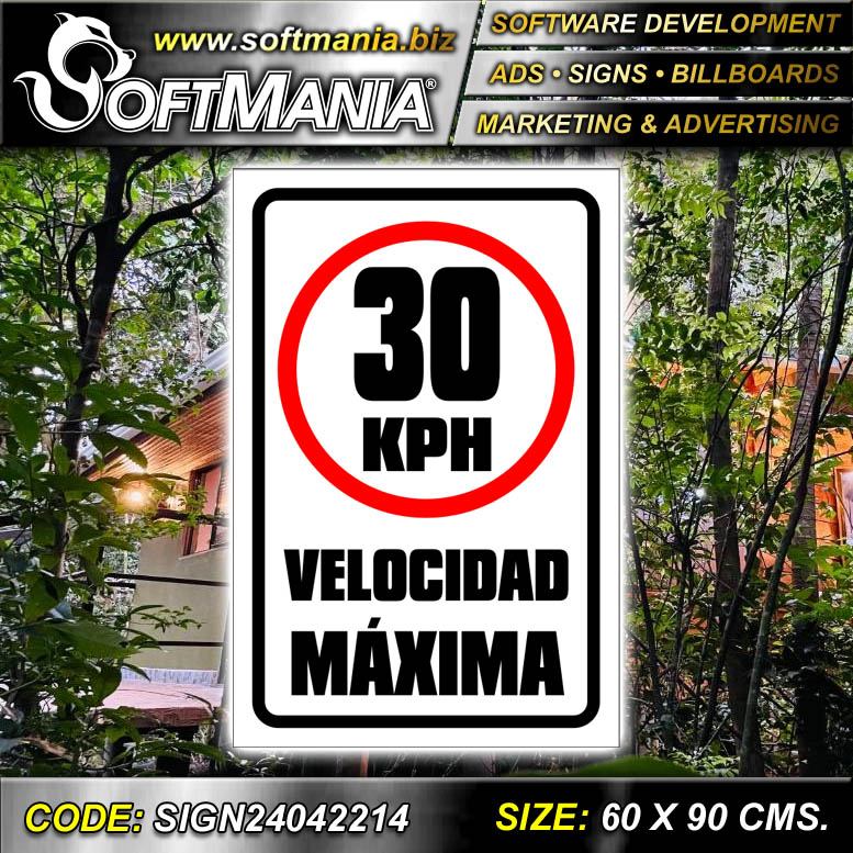 Lee el articulo completo Material Publicitario Lamina de Hierro con Rotulado de Vinil de Corte con Texto 30 Kph Velocidad Maxima para Hotel marca Softmania Ads de Dimensiones 60x90 Centimetros Lee el articulo completo Material Publicitario Lamina de Hierro con Rotulado de Vinil de Corte con Texto 30 Kph Velocidad Maxima para Hotel marca Softmania Ads de Dimensiones 60x90 Centimetros