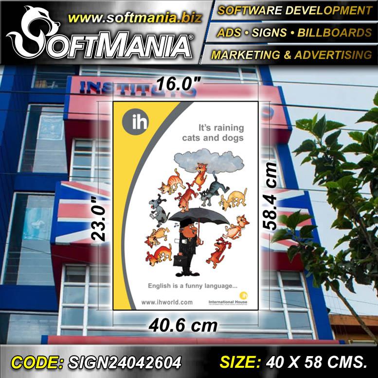 Lee el articulo completo Rotulo Publicitario PVC 3 Milimetros con Rotulacion Full Color con Texto Llueven Perros y Gatos para Centro Educativo marca Softmania Ads de Dimensiones 40x58 Centimetros Lee el articulo completo Rotulo Publicitario PVC 3 Milimetros con Rotulacion Full Color con Texto Llueven Perros y Gatos para Centro Educativo marca Softmania Ads de Dimensiones 40x58 Centimetros