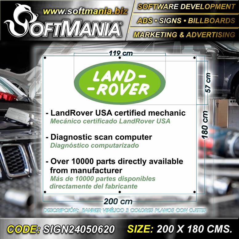 Read full article Cut Vinyl Banner with Metal Holes to Tie with Text Land Rover Usa Certified Mechanic Advertising Sign for Mechanical Workshop brand Softmania Ads Dimensions 78.7x70.9 Inches