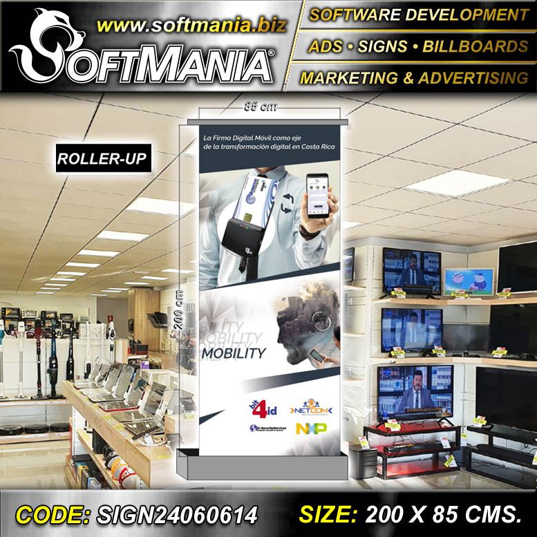 Read full article Banner Roller up Printing Full Color with Text Promotional Digital Signature Advertising Sign for Cell Phone and Electronics Store brand Softmania Ads Dimensions 33.5x78.7 Inches Read full article Banner Roller up Printing Full Color with Text Promotional Digital Signature Advertising Sign for Cell Phone and Electronics Store brand Softmania Ads Dimensions 33.5x78.7 Inches