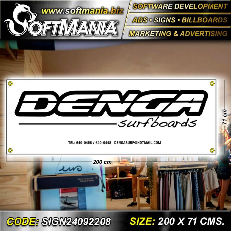 Read full article Cut Vinyl Banner with Metal Holes to Tie with Text Denga Surfboards Advertising Sign for Boutique Store brand Softmania Ads Dimensions 78.7x28 Inches Read full article Cut Vinyl Banner with Metal Holes to Tie with Text Denga Surfboards Advertising Sign for Boutique Store brand Softmania Ads Dimensions 78.7x28 Inches