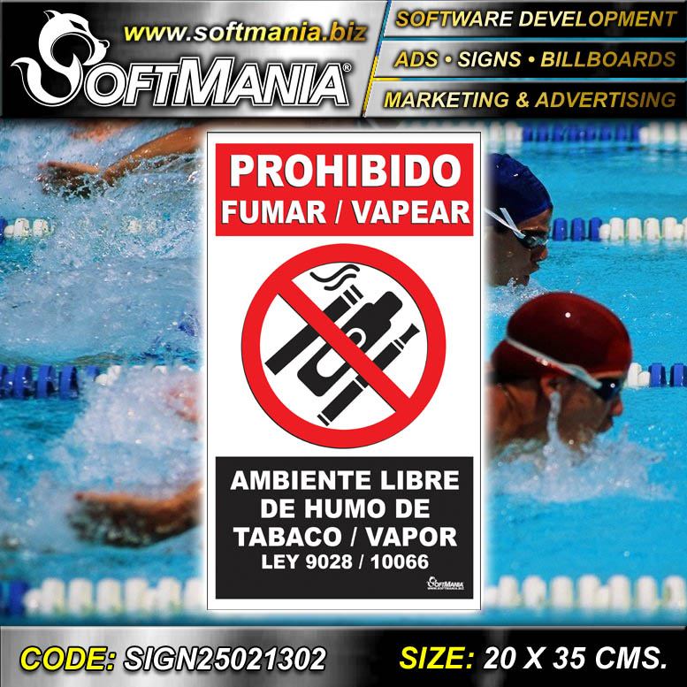 Read full article Premade PVC 3 Millimeters with Text No Smoking or Vaping Advertising Material for Sports Association brand Softmania Ads Dimensions 7.9x13.8 Inches