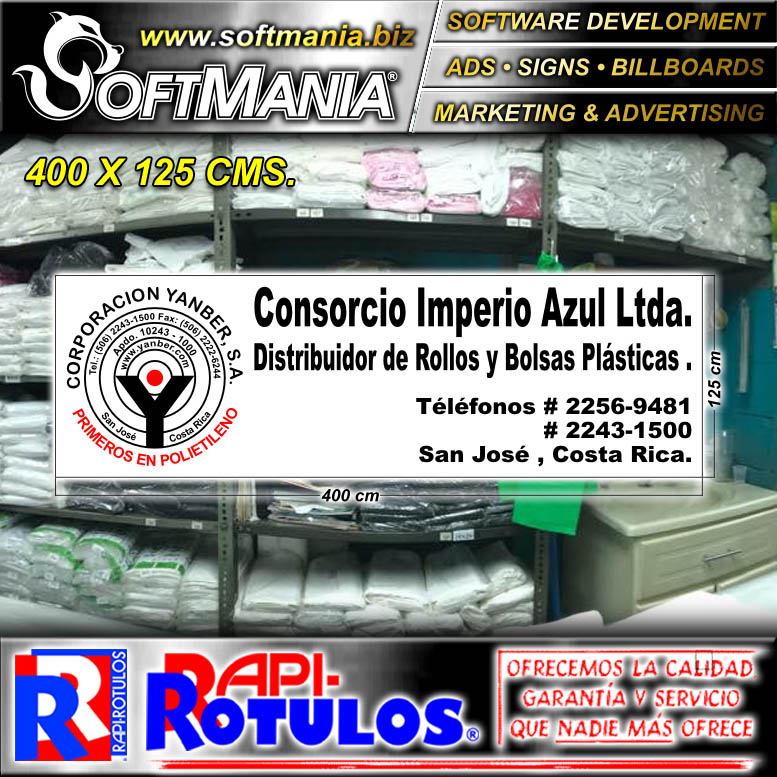 Read full article FULL COLOR BANNER WITH METAL HOLES TO TIE WITH TEXT DISTRIBUTOR OF ROLLS AND PLASTIC BAGS ADVERTISING SIGN FOR DISTRIBUTOR OF PLASTIC BAGS WHOLESALE BRAND SOFTMANIA ROTULOS DIMENSIONS 13.1X4.1 FOOT Read full article FULL COLOR BANNER WITH METAL HOLES TO TIE WITH TEXT DISTRIBUTOR OF ROLLS AND PLASTIC BAGS ADVERTISING SIGN FOR DISTRIBUTOR OF PLASTIC BAGS WHOLESALE BRAND SOFTMANIA ROTULOS DIMENSIONS 13.1X4.1 FOOT