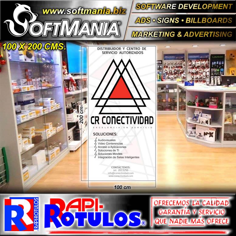 Read full article Promotional Flyer Laser Printing with Uv Lamination on Coated Paper with Text Distribution and Authorized Service Center Advertising Sign for Cell Phone and Electronics Store brand Softmania Rotulos Dimensions 39.4x78.7 Inches