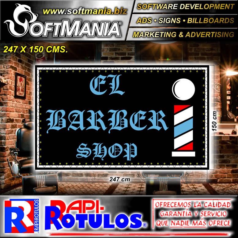 Read full article Cut Vinyl Banner with Metal Holes to Tie with Text Barber Shop Advertising Sign for Barbershop brand Softmania Rotulos Dimensions 97.2x59.1 Inches