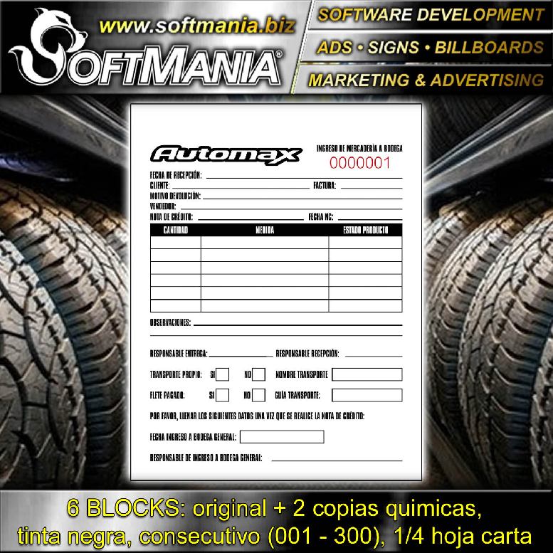 Read full article Form Book with Original and Two Chemical Copy with Consecutive Number with Text Entry of Merchandise to Warehouse Commercial Stationery for Car Tire Store brand Softmania Rotulos Dimensions 4.3x5.5 Inches