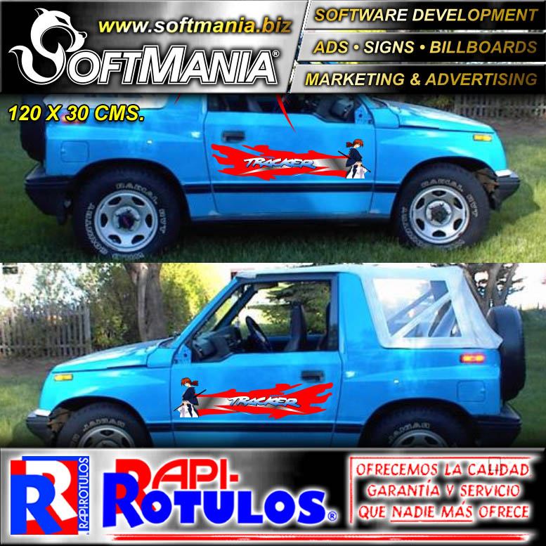 Read full article Cut Vinyl Logo for Vehicle Double Sided with Text Tracker Advertising Sign for Real Estate brand Softmania Rotulos Dimensions 47.2x11.8 Inches