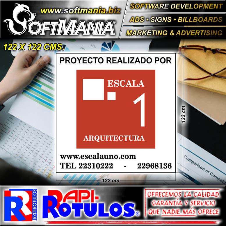 Read full article Iron Sheet with Full Color Adhesive Vinyl Labeling with Text Project Carried out by Scale 1 Advertising Sign for Architects Office brand Softmania Rotulos Dimensions 48x48 Inches