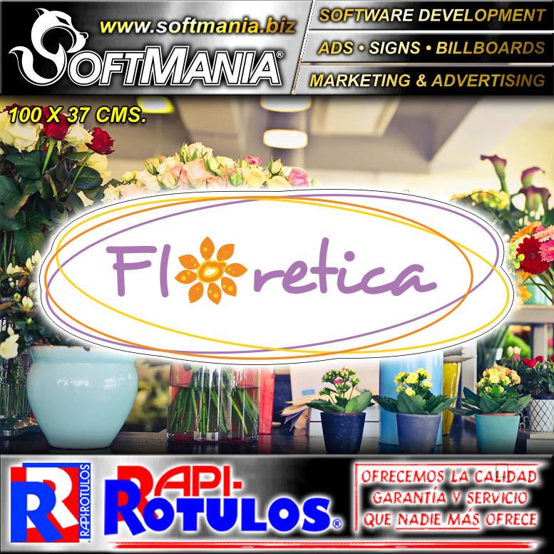 Read full article Embossed Letters Cut out from PVC Plastic 10 Millimeters with Text Floretica Logo Advertising Sign for Flower Shop brand Softmania Rotulos Dimensions 39.4x14.6 Inches