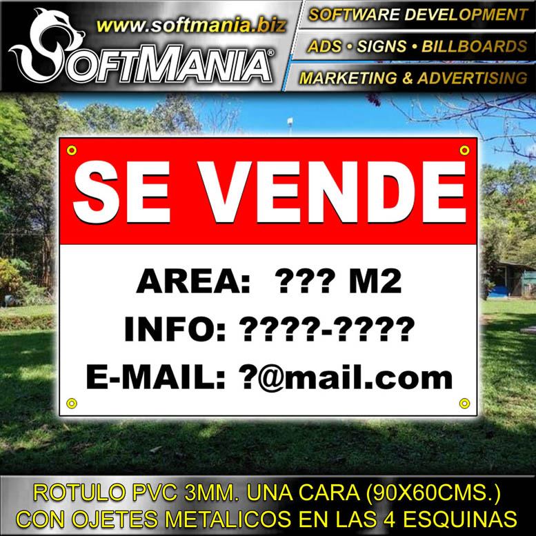 Lee el articulo completo Material Publicitario PVC 3 Milimetros con Rotulacion Full Color con Ojetes Metalicos en Las Esquinas con Texto Se Vende para Bienes Raices marca Softmania Rotulos de Dimensiones 90x60 Centimetros Lee el articulo completo Material Publicitario PVC 3 Milimetros con Rotulacion Full Color con Ojetes Metalicos en Las Esquinas con Texto Se Vende para Bienes Raices marca Softmania Rotulos de Dimensiones 90x60 Centimetros