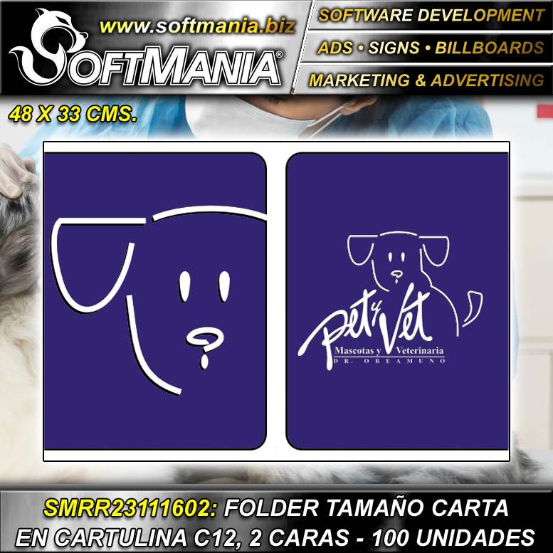 Read full article Cardboard Folder C12 with Laser Printing - Pack of 100 Units Double Sided with Text Pet and Vet, Veterinary Clinic Commercial Stationery for Veterinary Clinic brand Softmania Advertising Dimensions 18.9x13 Inches Read full article Cardboard Folder C12 with Laser Printing - Pack of 100 Units Double Sided with Text Pet and Vet, Veterinary Clinic Commercial Stationery for Veterinary Clinic brand Softmania Advertising Dimensions 18.9x13 Inches