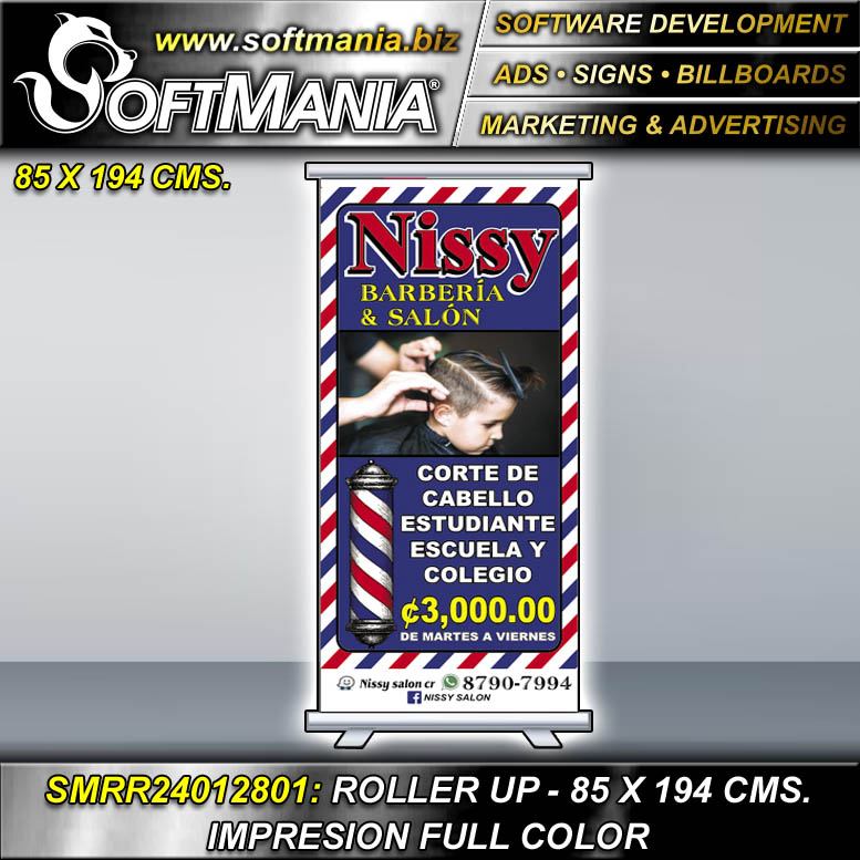 Read full article Banner Roller up Printing Full Color with Text Student Hair Cut 3000 Advertising Sign for Barbershop brand Softmania Advertising Dimensions 33.5x76.4 Inches Read full article Banner Roller up Printing Full Color with Text Student Hair Cut 3000 Advertising Sign for Barbershop brand Softmania Advertising Dimensions 33.5x76.4 Inches