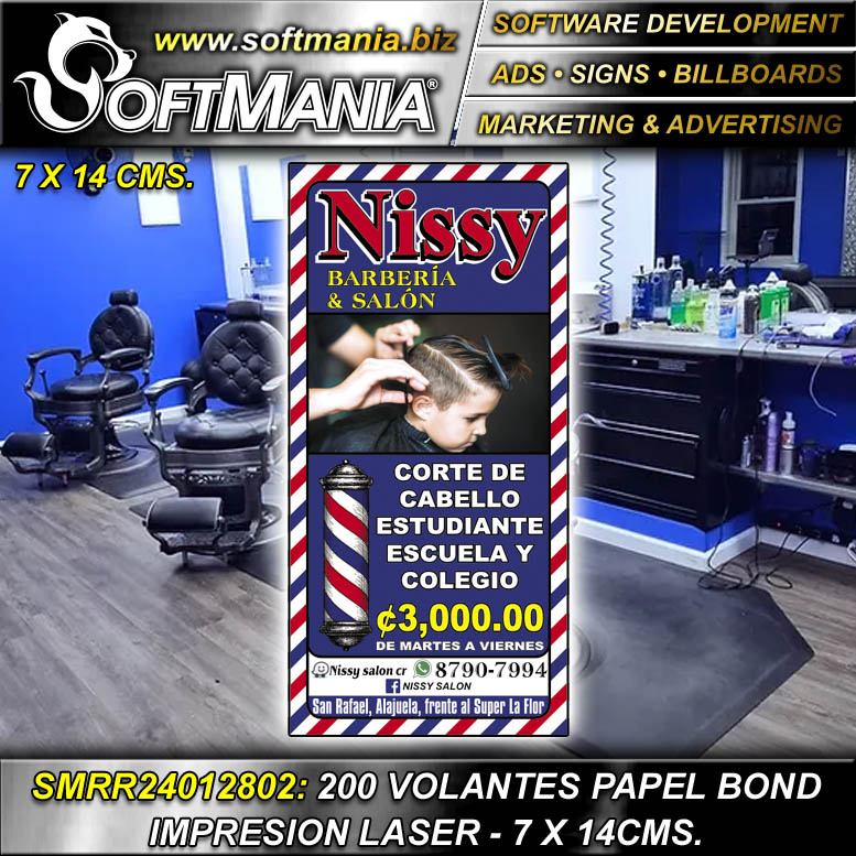Read full article Promotional Flyer Laser Printing on Bond Paper with Text Student Hair Cut 3000 Commercial Stationery for Barbershop brand Softmania Advertising Dimensions 2.8x5.5 Inches