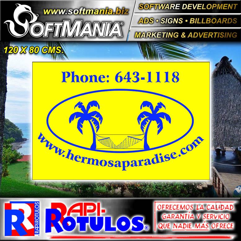 Read full article Pvc Plastic 3 Millimeters with Cut Vinyl Lettering with Text Hermosa Paradise Advertising Sign for Hotel brand Softmania Advertising Dimensions 47.2x31.5 Inches