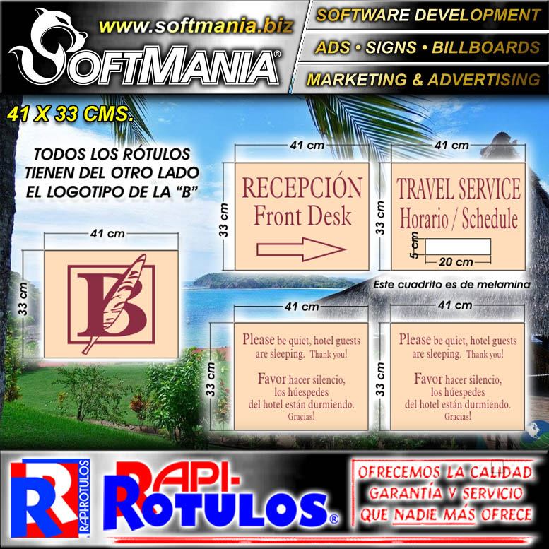Lee el articulo completo Material Publicitario Prefabricado PVC 3 Milimetros Dos Caras con Texto Recepcion para Hotel marca Softmania Ads de Dimensiones 41x33 Centimetros Lee el articulo completo Material Publicitario Prefabricado PVC 3 Milimetros Dos Caras con Texto Recepcion para Hotel marca Softmania Ads de Dimensiones 41x33 Centimetros